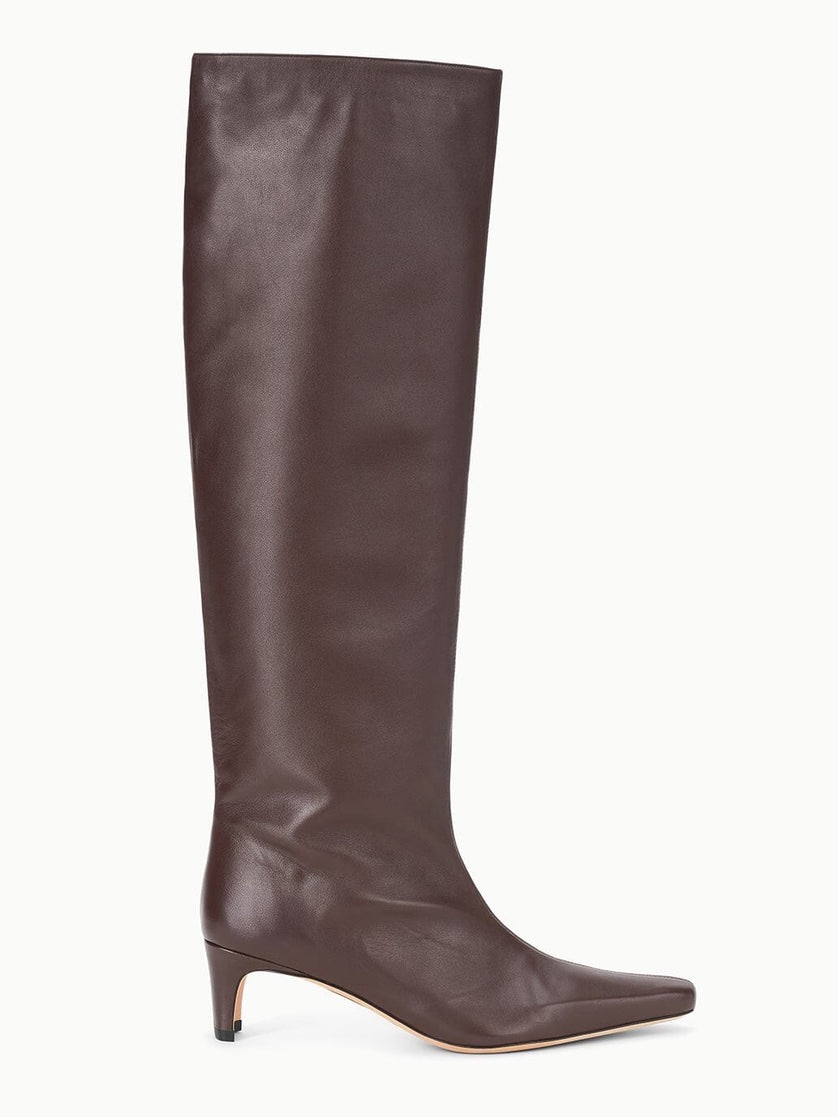 Staud Wally Tall Knee Brown Espresso Leather Pull On Boots New In Box Size 38.5
